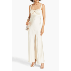 Nina Gathered Silk-Satin Maxi Dress